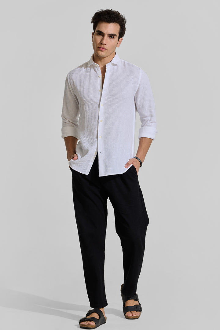 White Slim Fit Textured Shirt