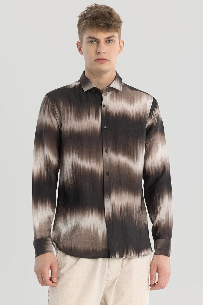 Dark Brown Textured Abstract Shirt