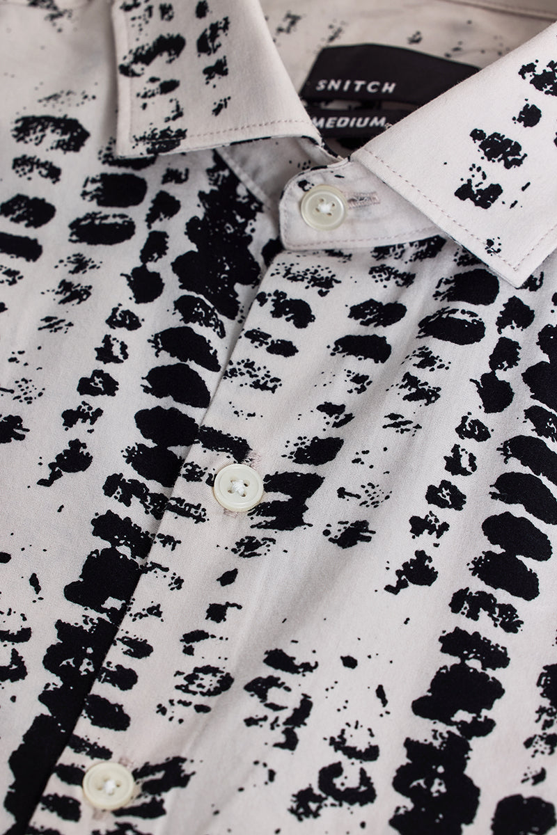 White Abstract Slim Fit Shirt