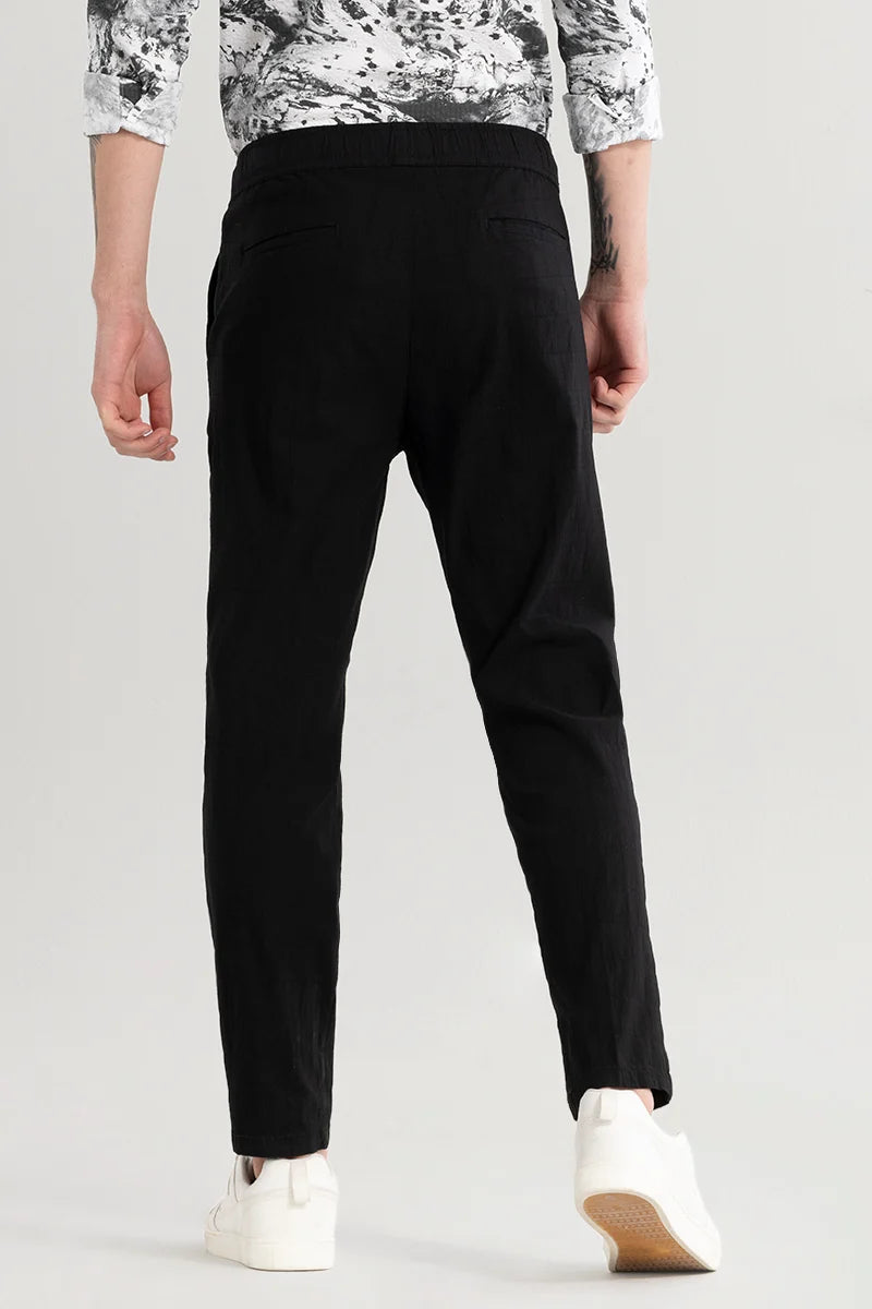 Veluxe Black Checked Linen Blend Pant