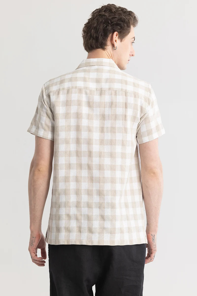 Checkerbloom Beige Check Shirt