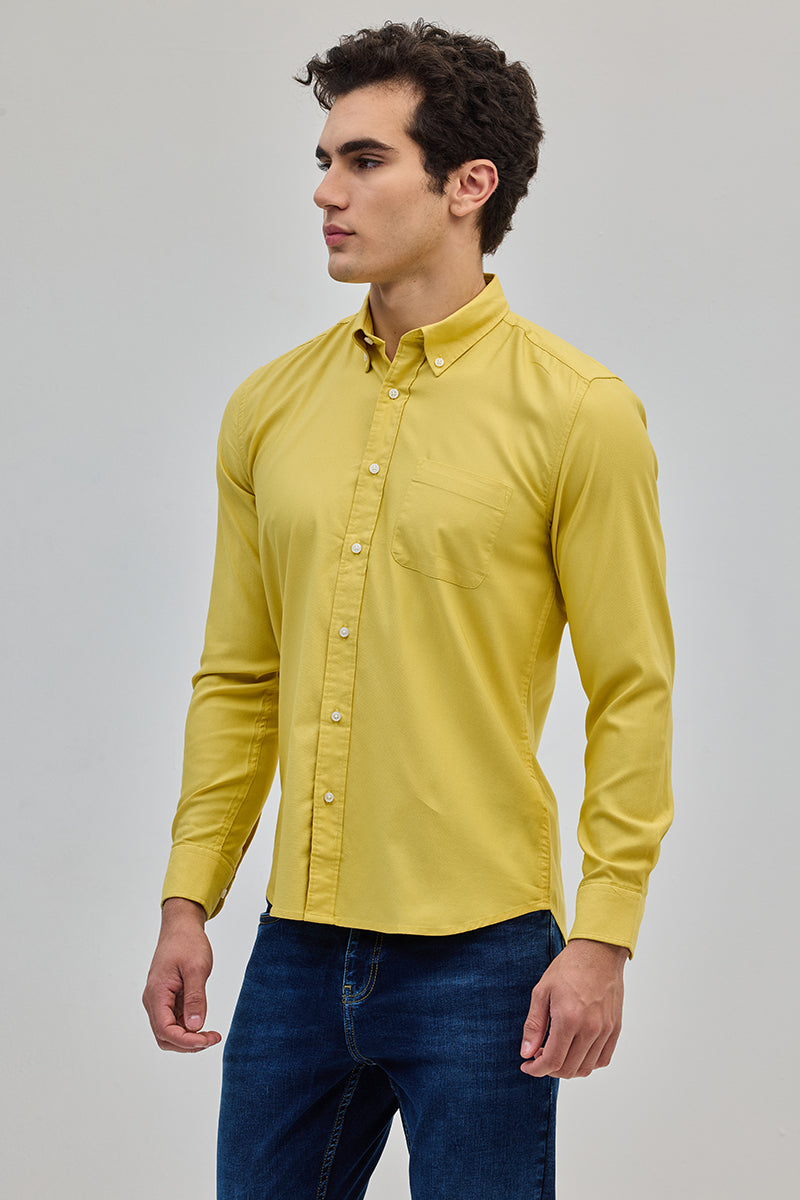 Yellow Solid Button Down Shirt