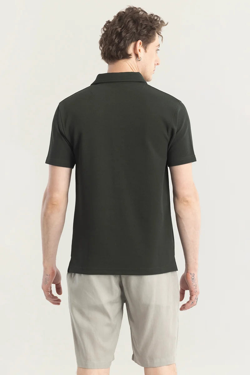 Poloshique Green Plain Polo  T-Shirt