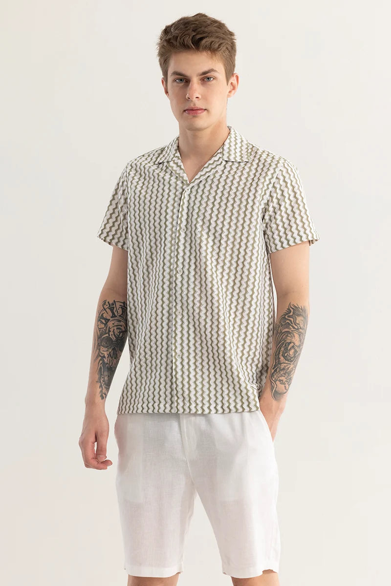 Zigovenue Olive Stripe Shirt