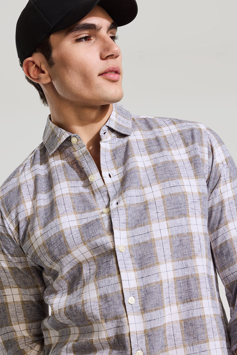 Grey Checks Linen Shirt