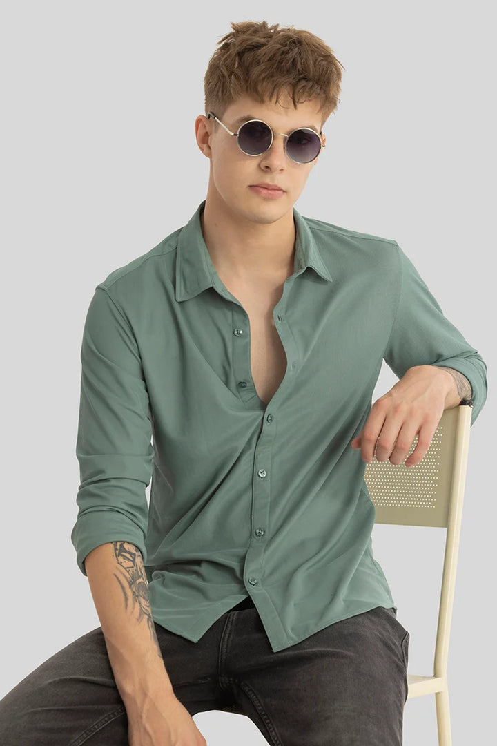 Carmine Green Knitted Shirt