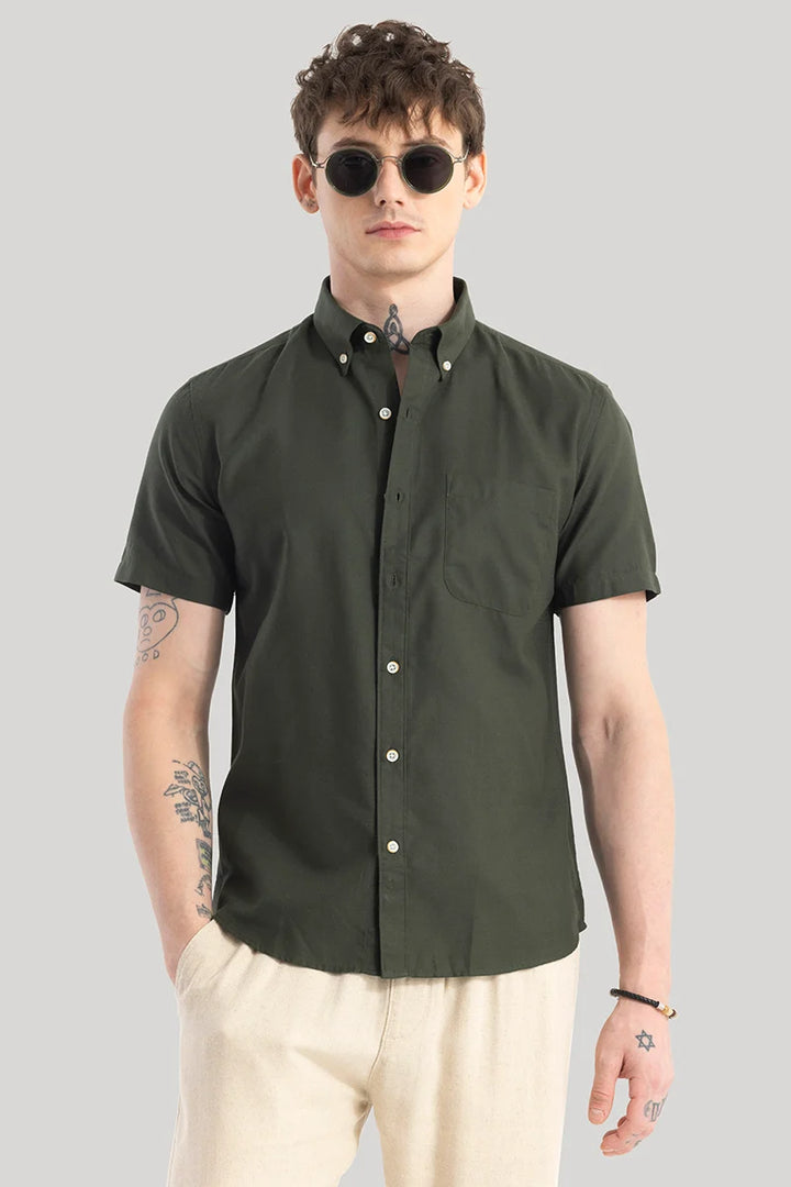 Vidar Olive Plain Shirts