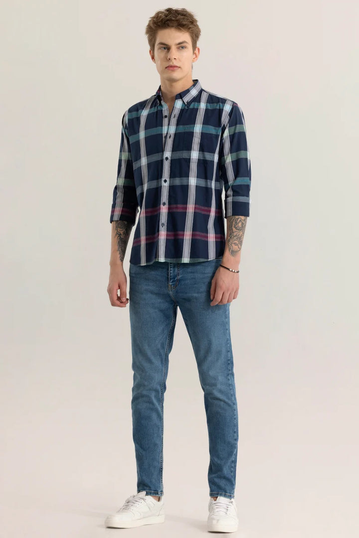 Plaidique Navy Checked Shirt