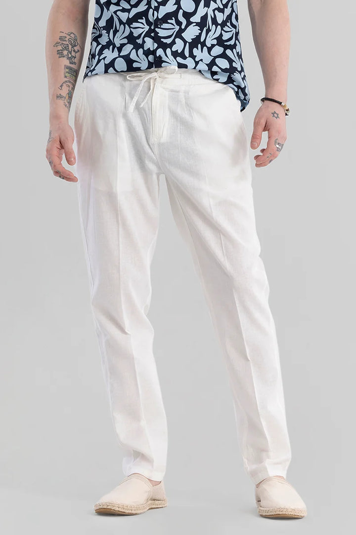 Nova White Linen Blend Trouser