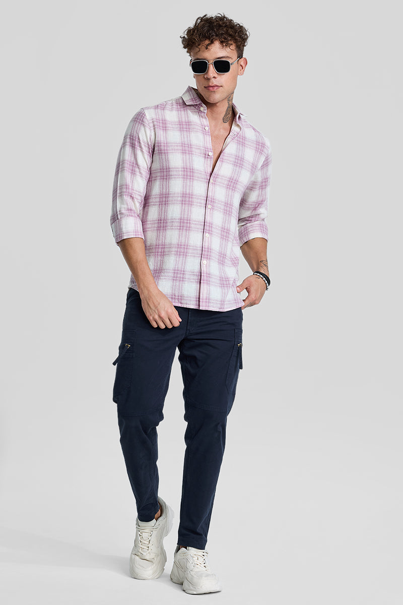 Lilac Checks Linen Blend Shirt