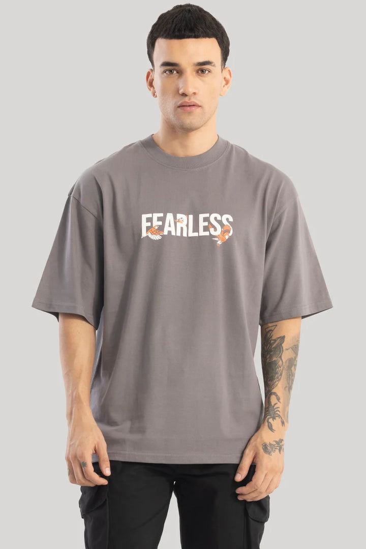 Fearless Grey Oversized T-Shirt