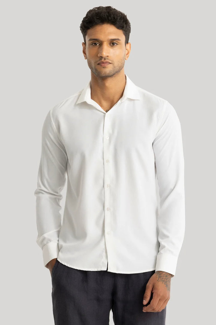 Anselmo White Self-Design Shirt