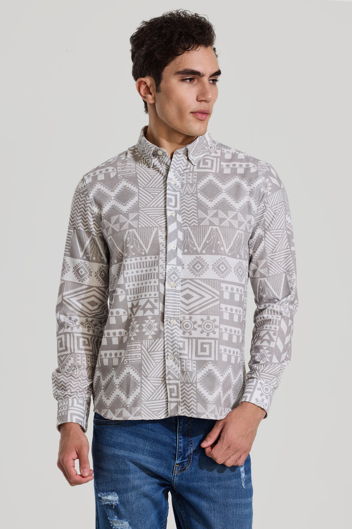 Grey Textured Abstract Shirt