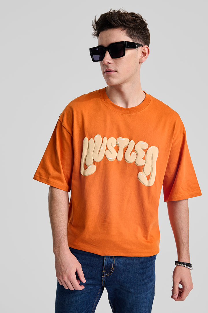 Hustler Orange Oversized Fit T-Shirt