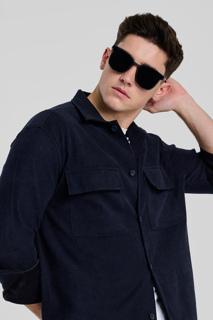 Navy Double Pocket Overshirt