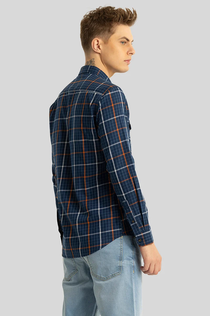 Navy Checks Slim Fit Shirt