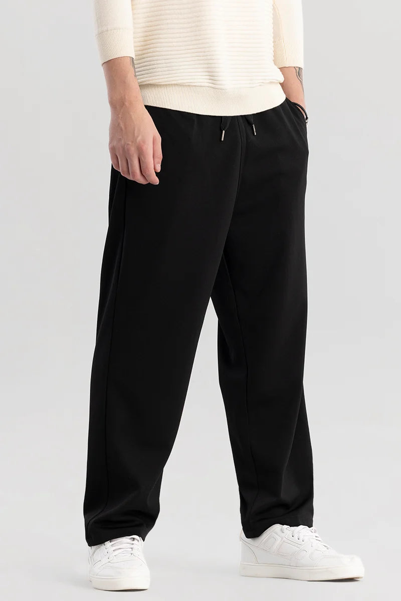 StrideFlex Black Korean Trousers