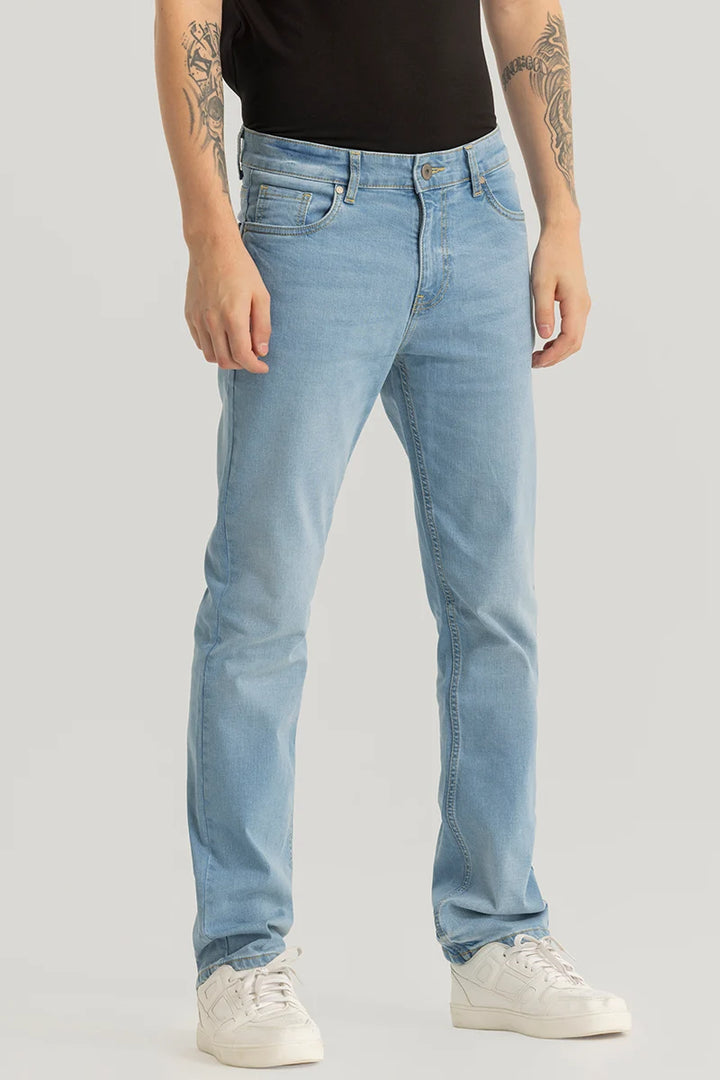 Brigitte Blue Plain Straight Fit Jeans