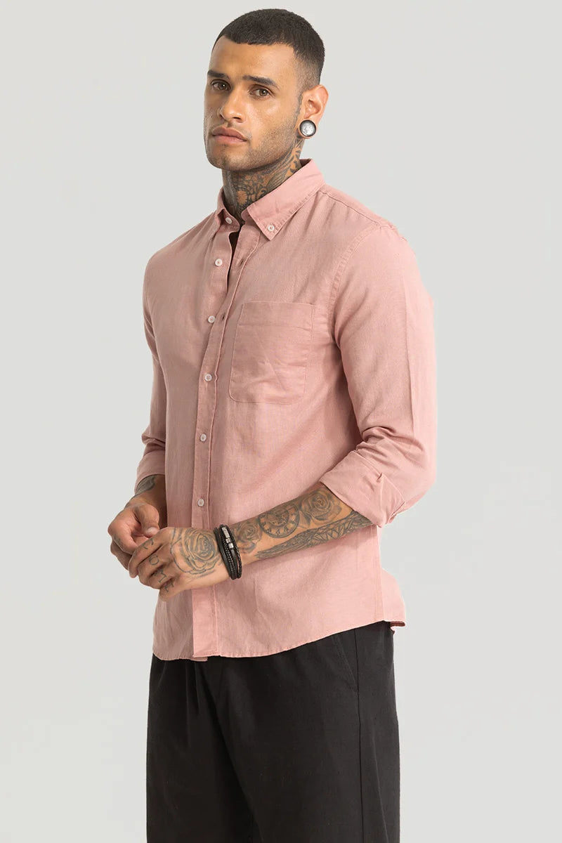 Pink Linen Blend Shirt