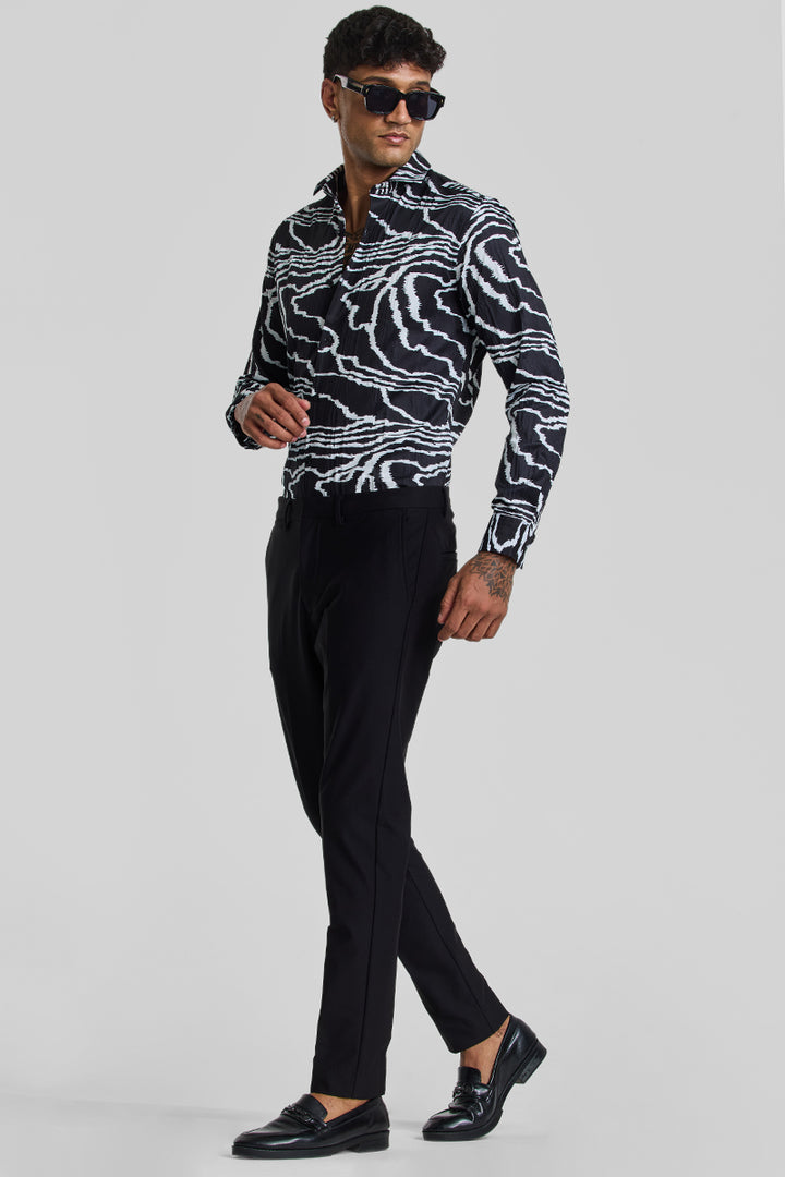 Black Slim Fit Stretch Trousers