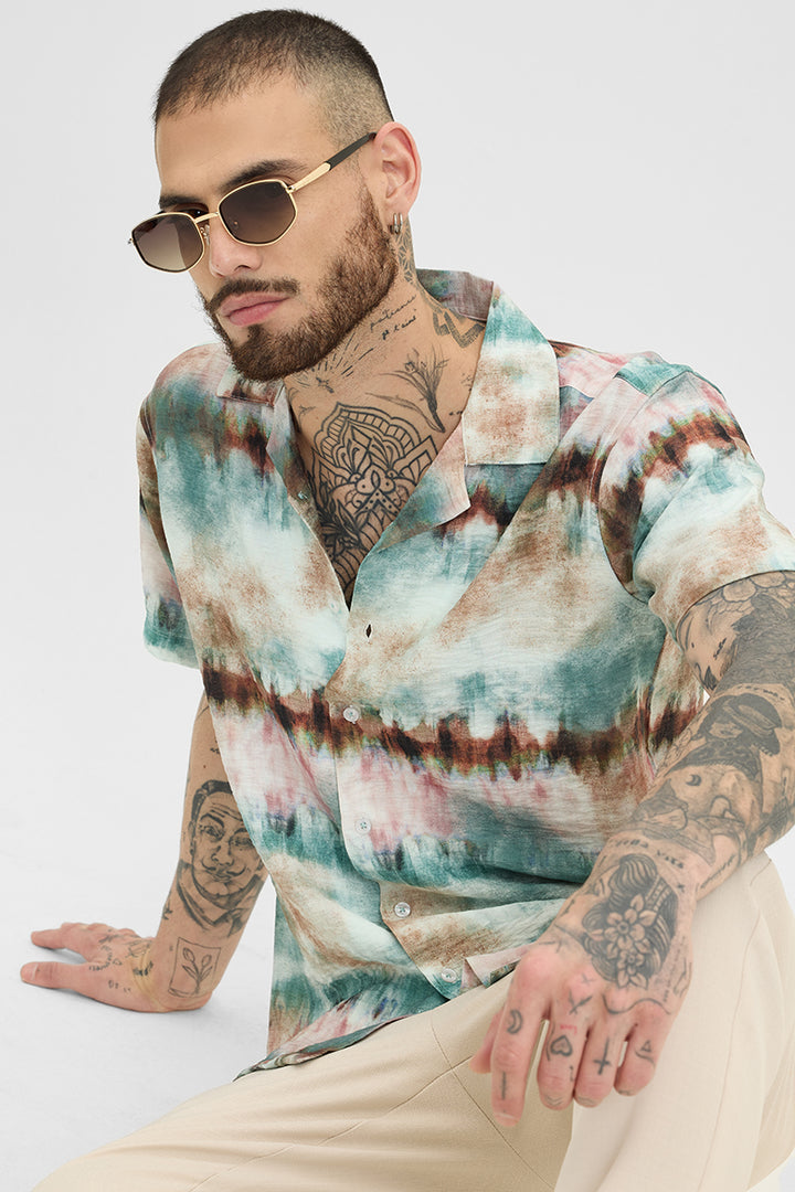 Brown Abstract Box Fit Shirt