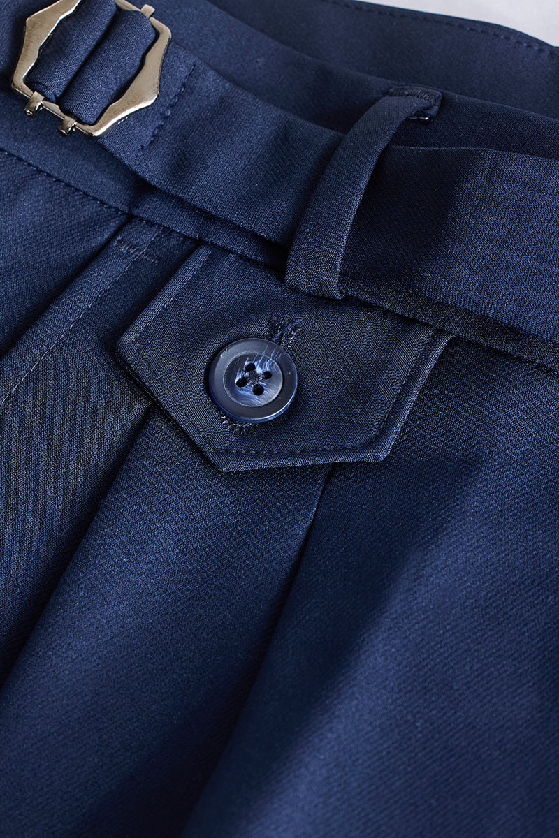 Dark Blue Slim Fit Gurkha Trousers