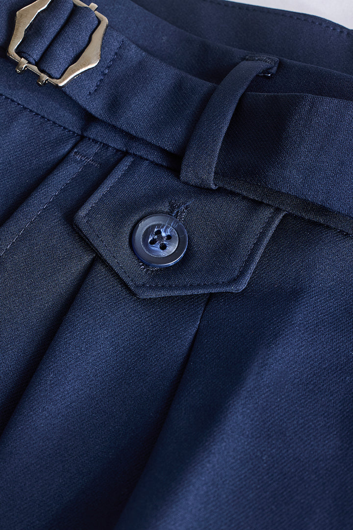 Dark Blue Slim Fit Gurkha Trousers