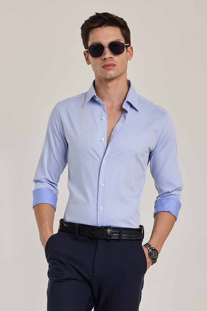 Light Blue Solid Slim Fit Shirt