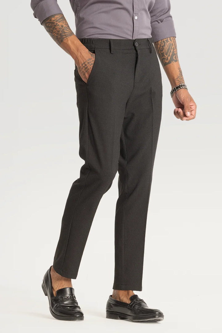 Black Checks Slim Fit Trousers