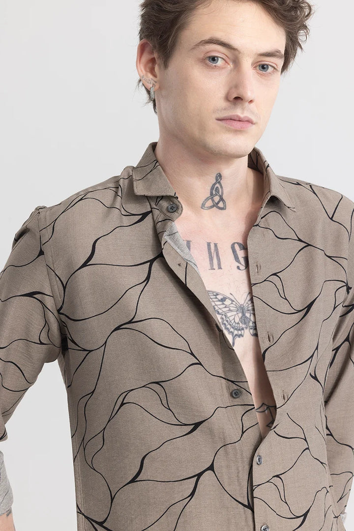 Geoshard Abstract Khaki Shirt