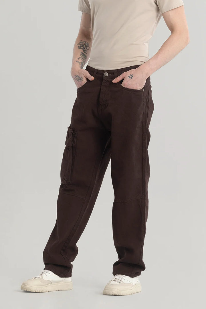 Pockeflex Brown Baggy Cargo Jeans