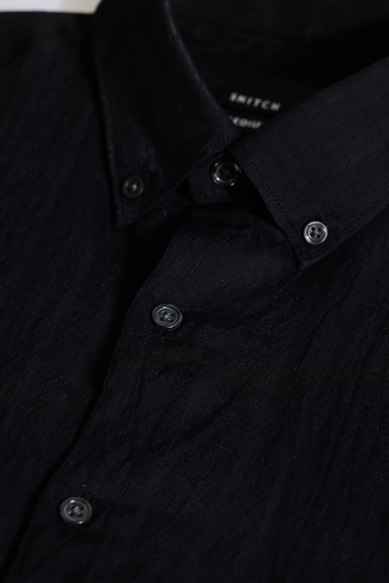 Black Textured Slim Fit Shirt