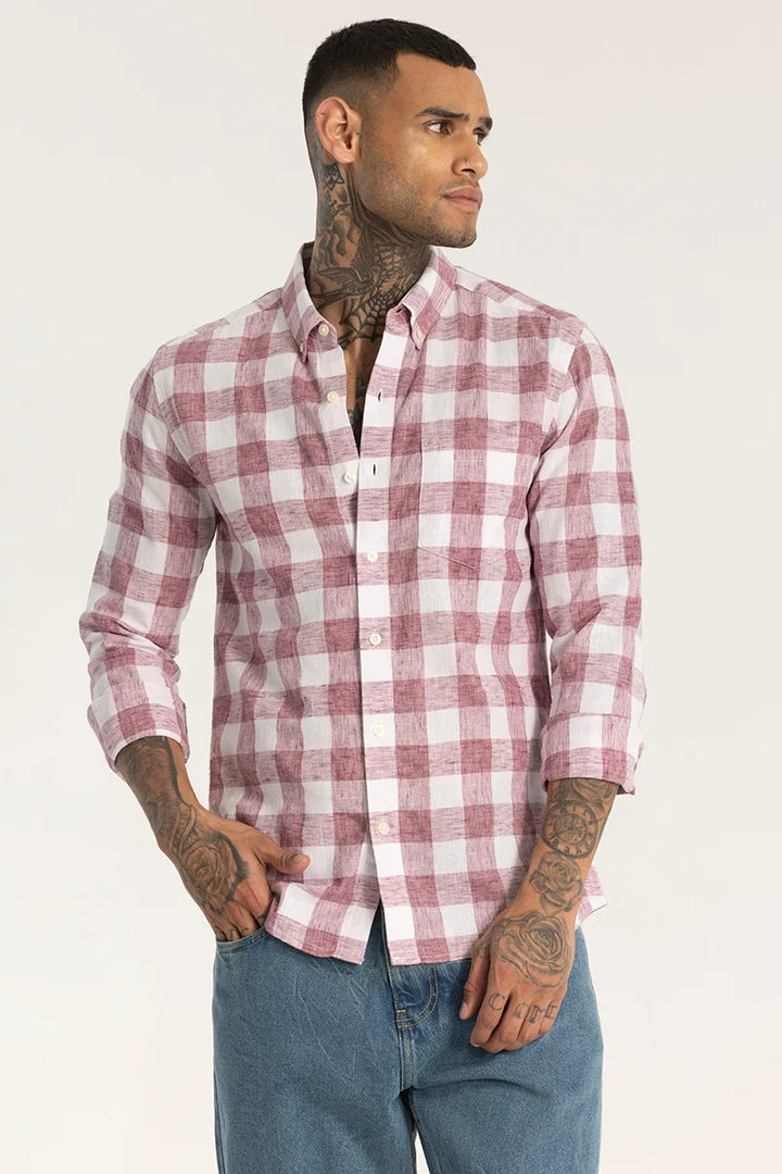 Mauve Checks Linen shirt