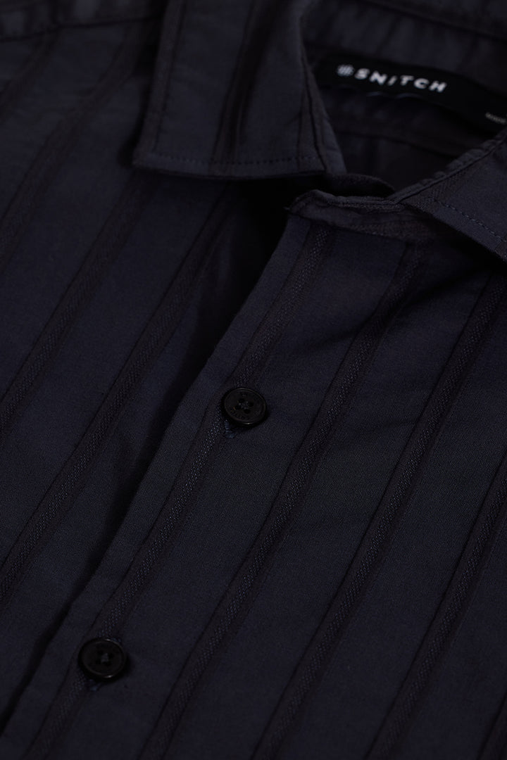 Navy Self Striped Shirt