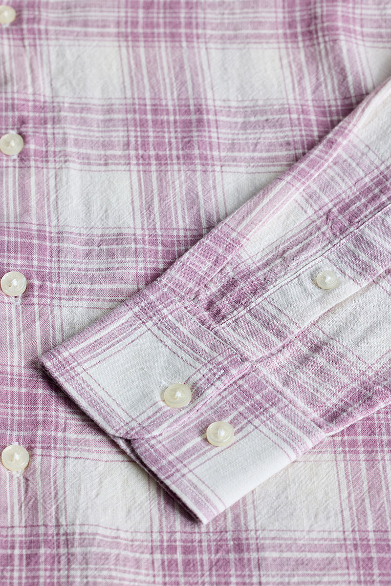 Lilac Checks Linen Blend Shirt