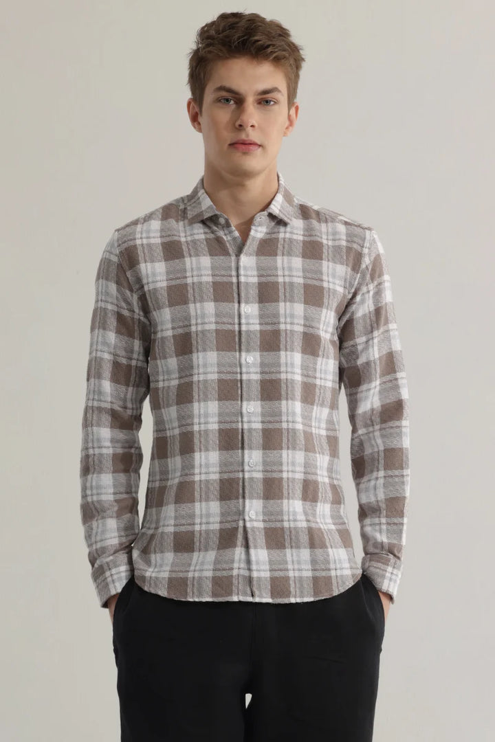 Plaided Brown Check Shirt