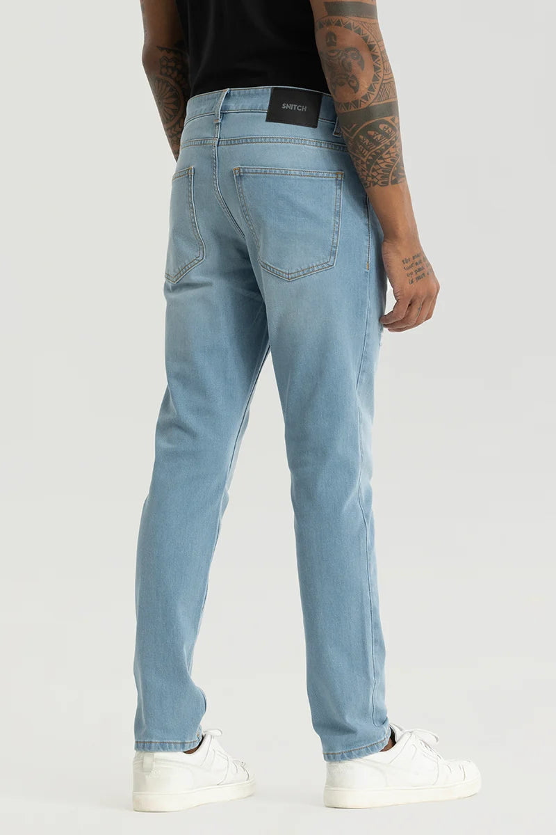 Slick Light Blue Distressed Slim Fit Jeans