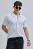 White Textured Polo T-Shirt