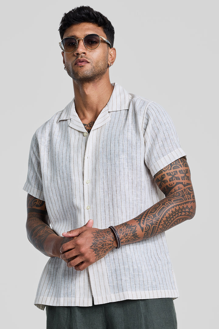 Beige Cuban Stripes Shirt