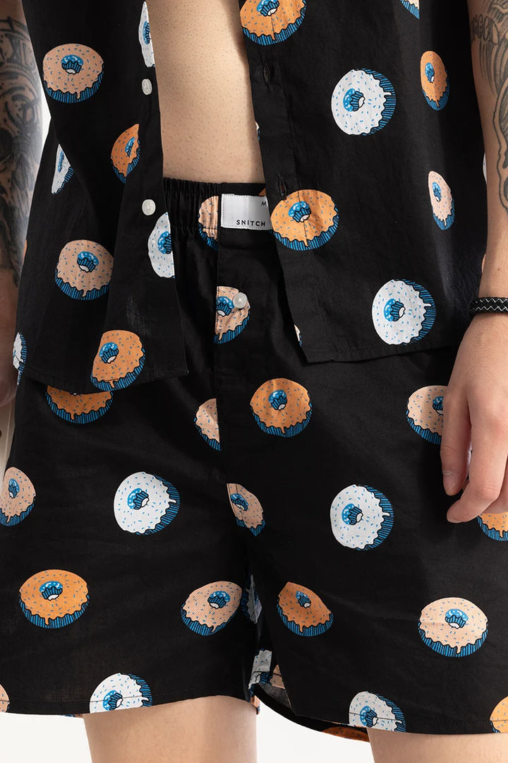 Donutonic Black Printed Co-ords