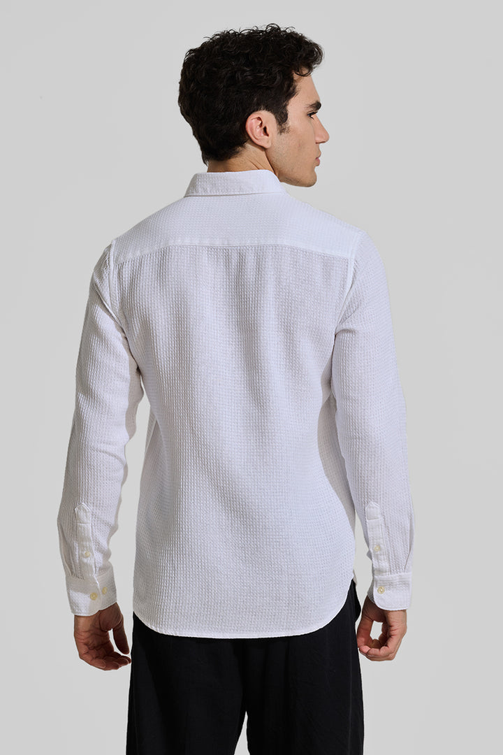 White Slim Fit Textured Shirt