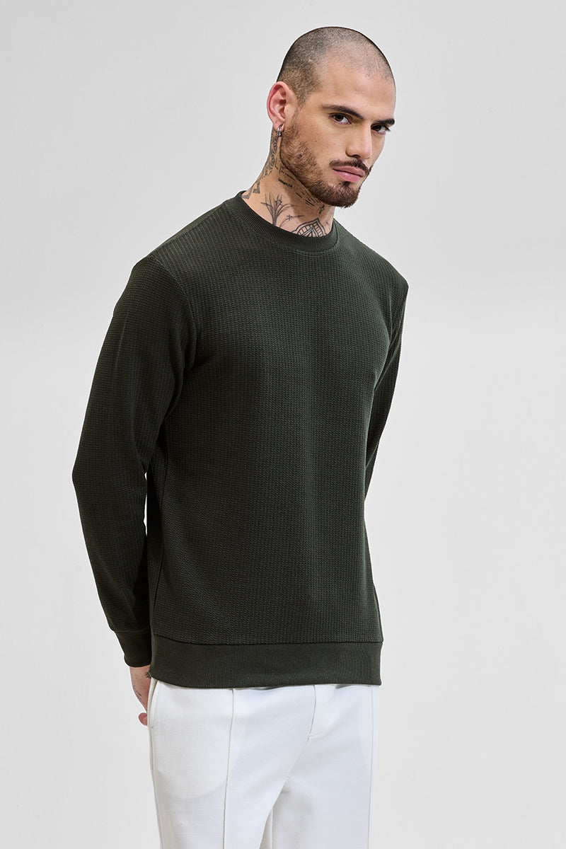 Olive Textured Sweatshirt