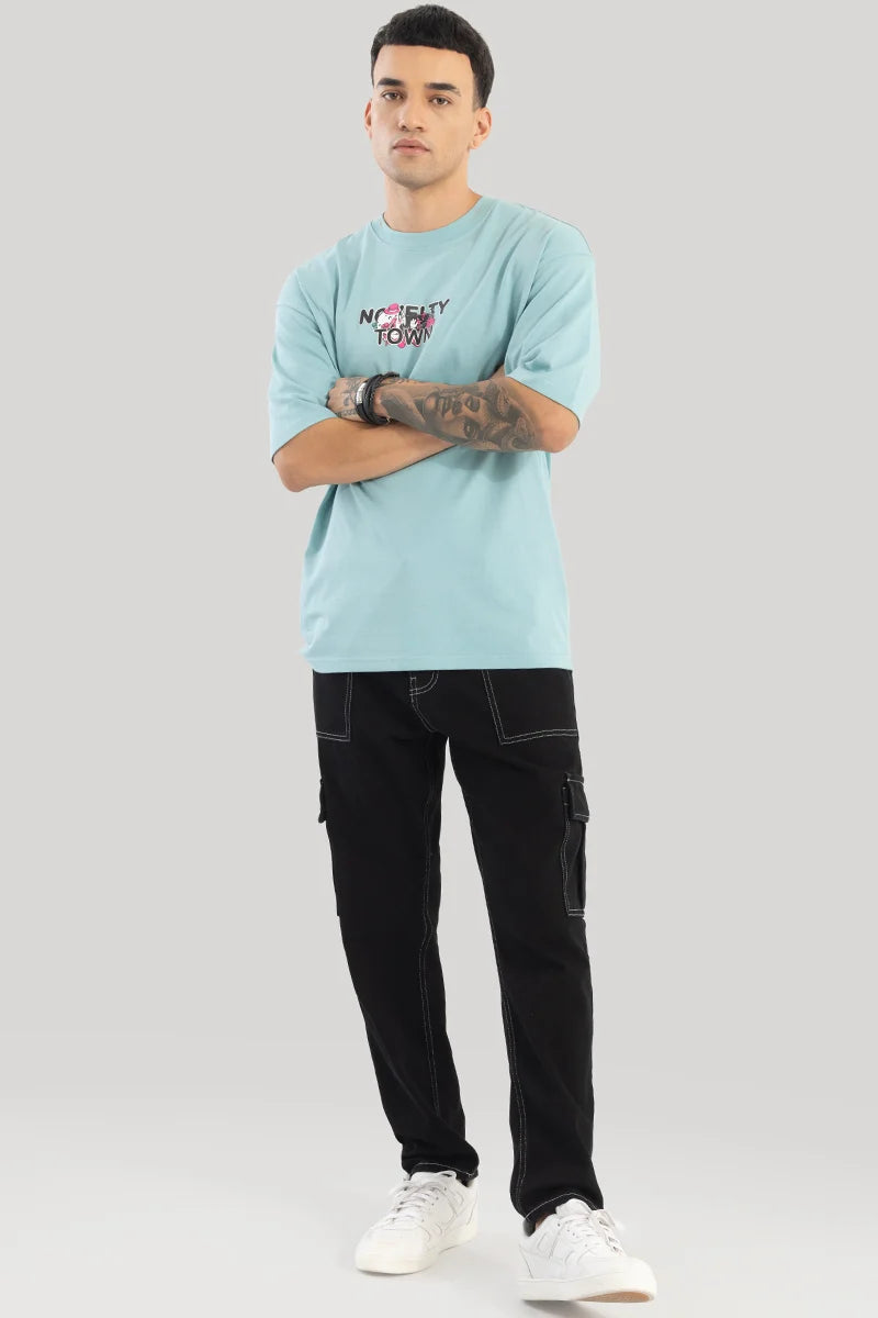 Novelty Town Blue Oversized T-Shirt