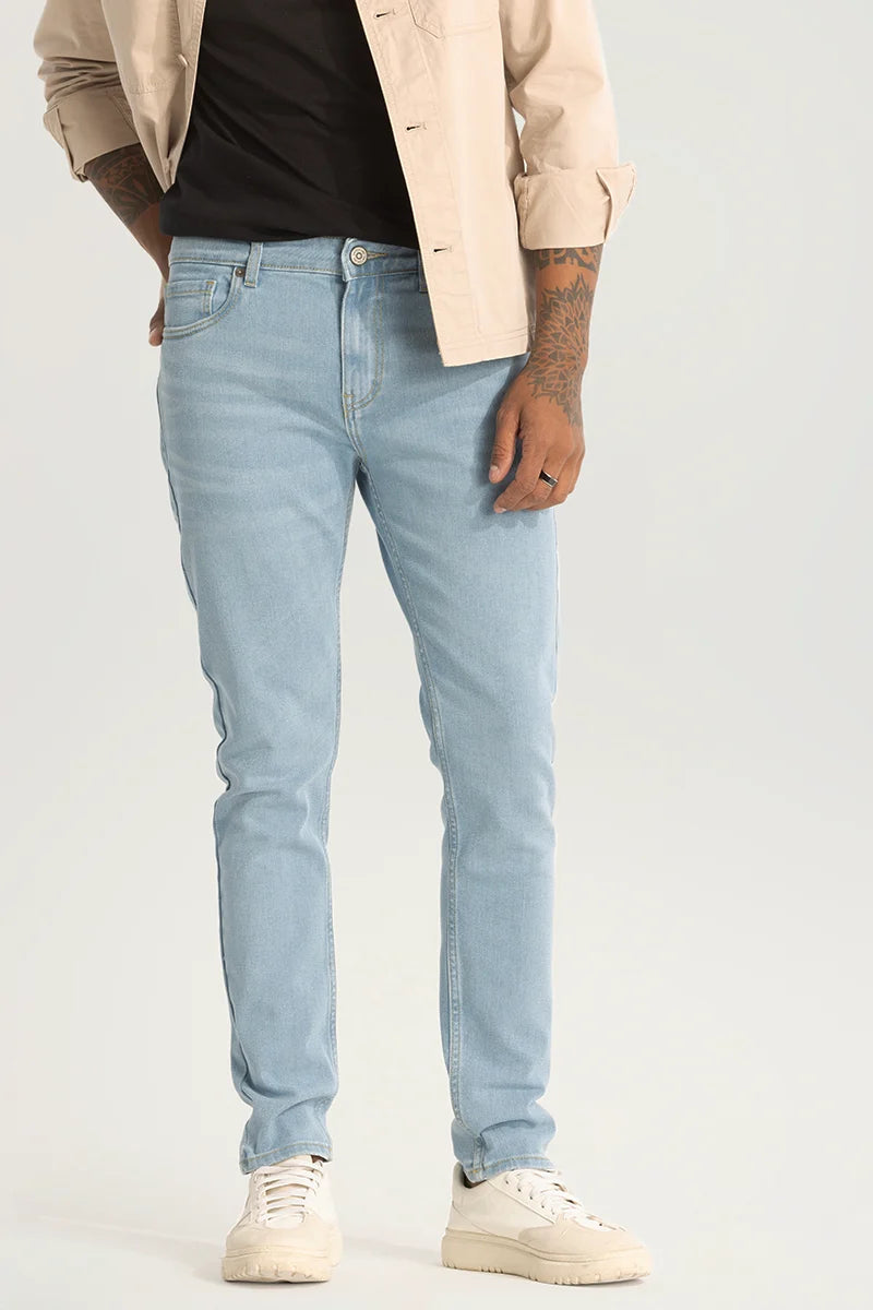 Light Blue Plain Skinny Fit Jeans