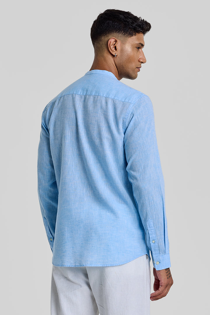 Light Blue Textured Linen Shirt