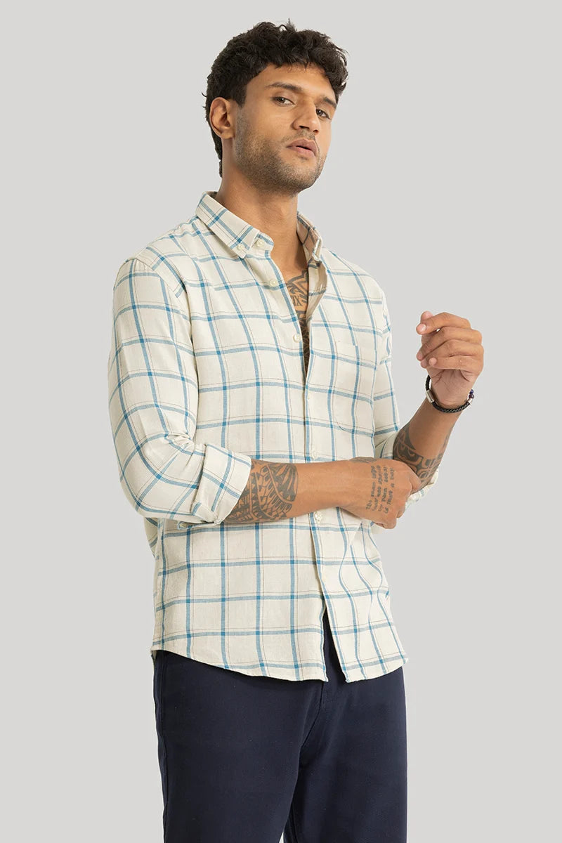 Scope Blue Checks Linen Shirt