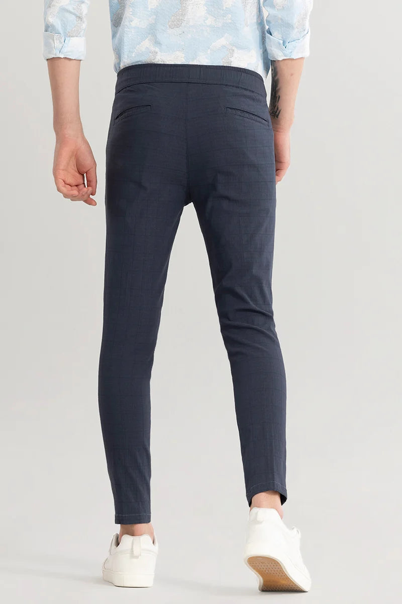 Veluxe Anchor Grey Checked Linen Blend Pant