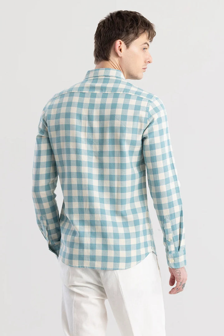 Elysium Ocean Blue Linen Checks Shirt