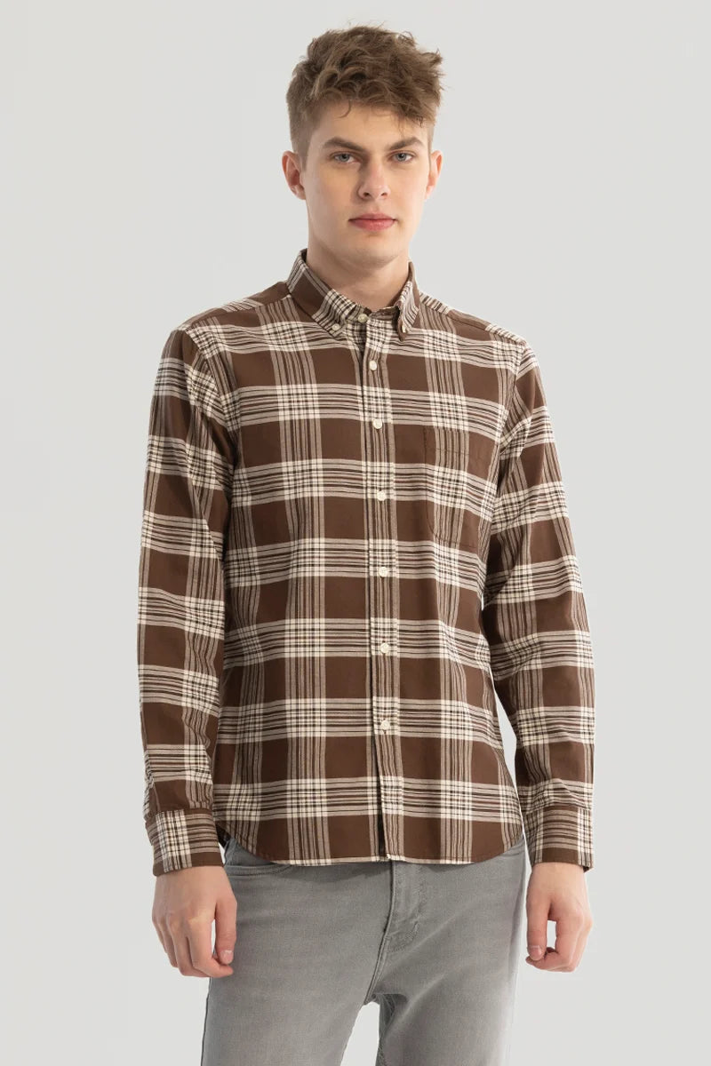 Brown Checks Oxford Shirt