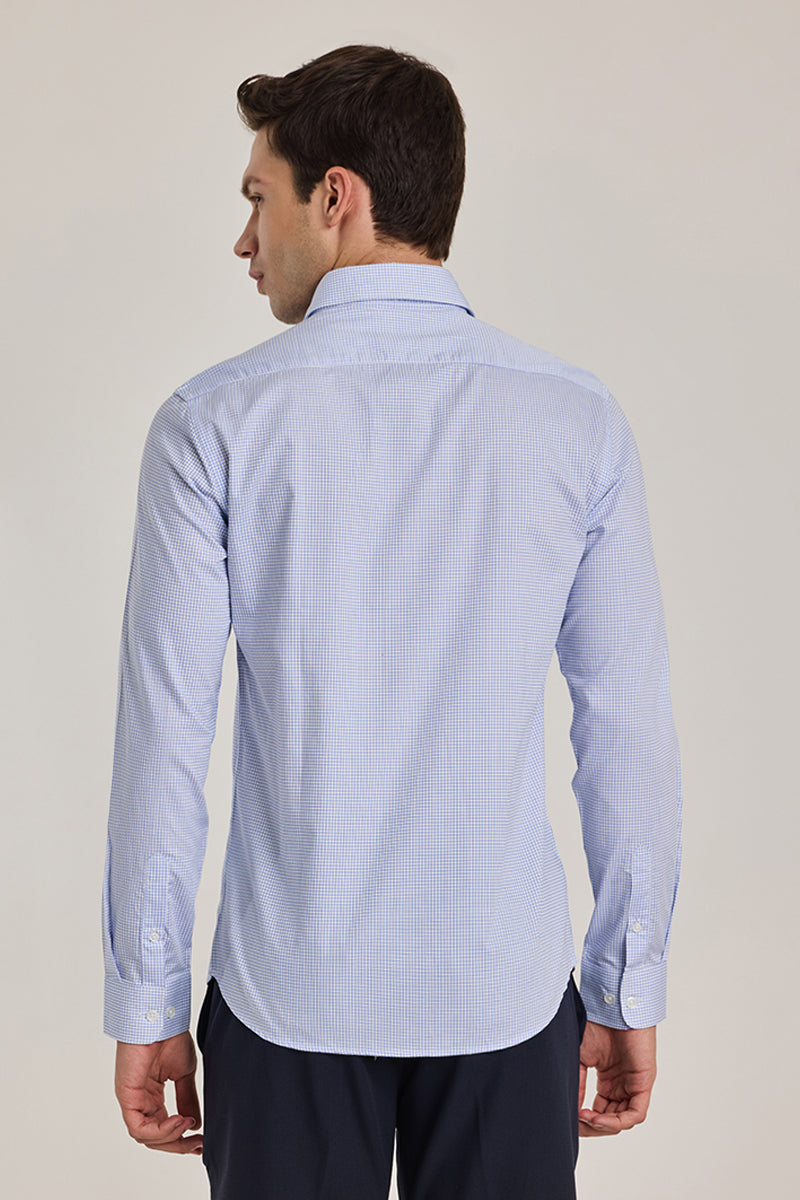 Light Blue Checks Giza Cotton Shirt